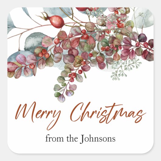Greenery Red Green Kerst sticker (Voorkant)