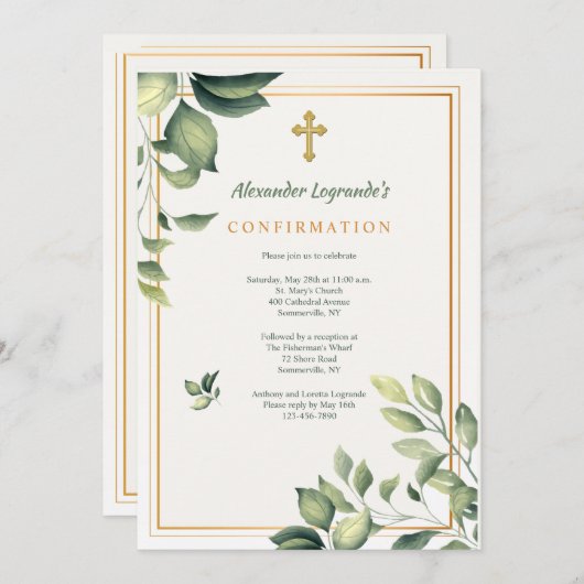 Greenery Religieuze Uitnodiging (Voorkant / Achterkant)