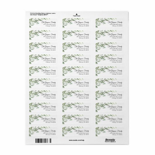 Greenery Return Address Label (Full Sheet)