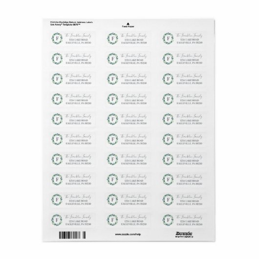 Greenery Return Address Labels (Full Sheet)