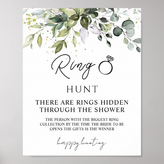 Greenery Ring Hunt Vrijgezellenfeest spel Poster (Voorkant)