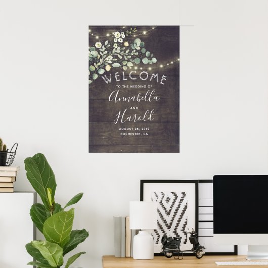 Greenery Rustic Country Wedding Welcome Poster (Thuiskantoor)