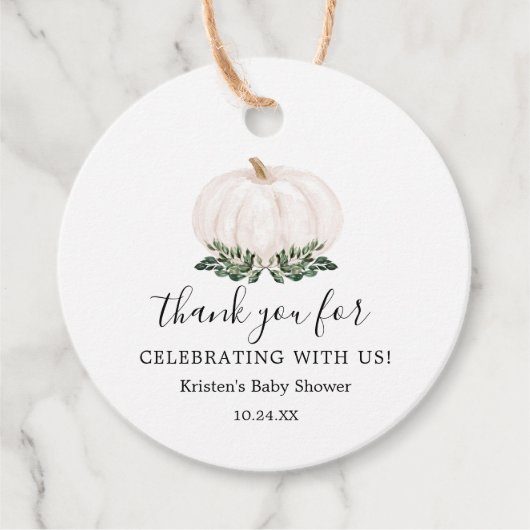 Greenery Rustic Little Pumpkin Baby shower Bedankjes Labels (Voorkant)
