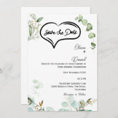 Greenery Rustic Save The Date Invitation Kaart (Voorkant / Achterkant)