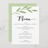Greenery Rustic Simple Elegant Waterverf Wedding Menu (Voorkant / Achterkant)