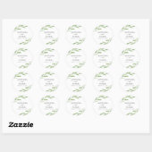 Greenery Rustic Simple Elegant Waterverf Wedding Ronde Sticker (Vel)