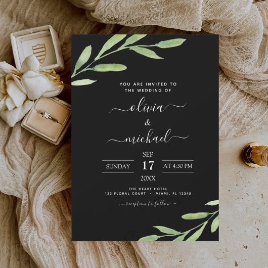 Greenery Rustic Simple Elegant Wedding Kaart