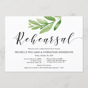 Greenery Rustic Wedding Rehearsal and Dinner Kaart