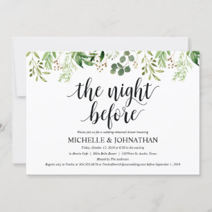 Greenery Rustic Wedding Rehearsal Dinner Invites Kaart