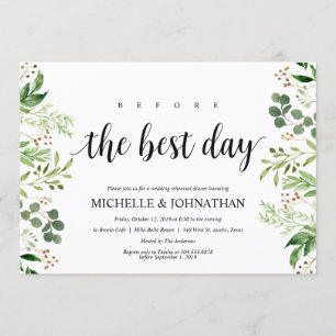 Greenery Rustic Wedding Rehearsal Dinner Invites Kaart