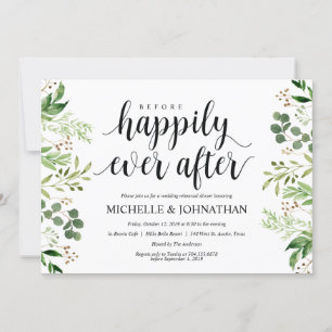 Greenery Rustic Wedding Rehearsal Dinner Invites Kaart