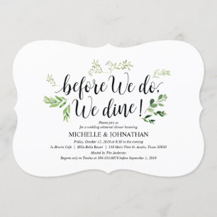 Greenery rustic Wedding Rehearsal Dinner Invites Kaart