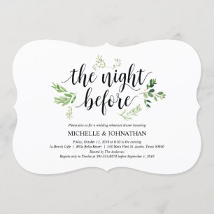 Greenery rustic Wedding Rehearsal Dinner Invites Kaart