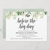 Greenery Rustic Wedding Rehearsal Dinner Invites Kaart (Voorkant / Achterkant)
