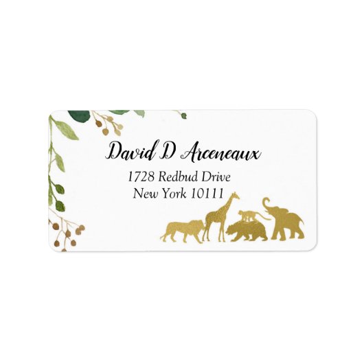 Greenery Safari Animal Address Label (Voorkant)