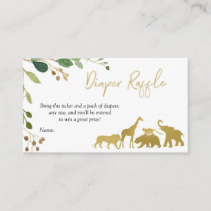 Greenery Safari Animal Diaper Raffle Card Informatiekaartje