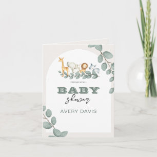 Greenery Safari Baby shower Gevouwen Uitnodiging