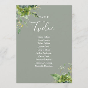 Greenery Sage Green Zitplan Tafelnummer