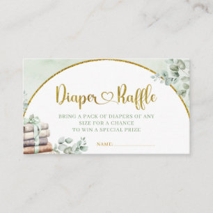 Greenery Sage Storybook Baby shower Luier Raffle Informatiekaartje