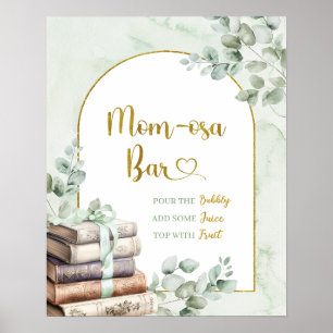 Greenery Sage Storybook Baby shower Mom-osa Poster
