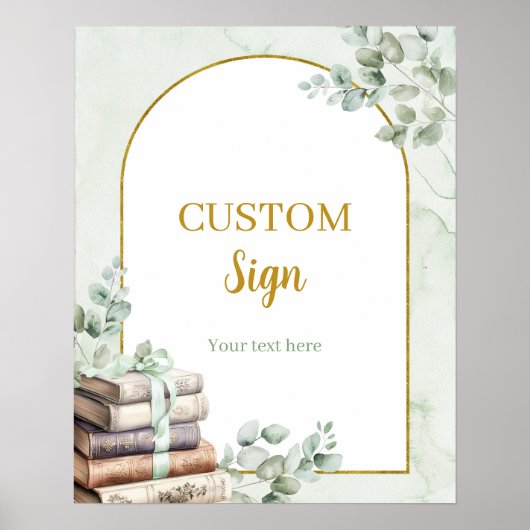 Greenery Sage Storybook Custom Sign Poster (Voorkant)
