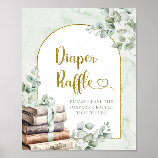 Greenery Sage Storybook Luier Raffle Poster (Voorkant)