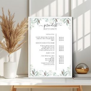 Greenery Salon Price List Poster