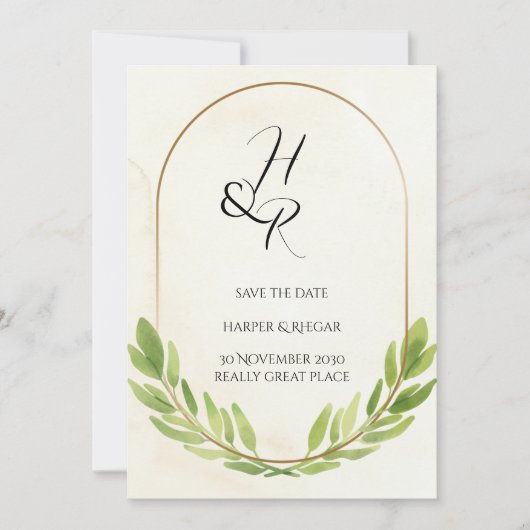 Greenery Save the Date Wedding Invitation Kaart (Voorkant)