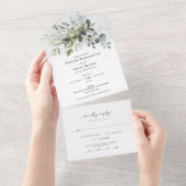 Greenery Script All in One Wedding Invite All In One Uitnodiging (Afscheurbaar)