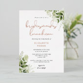 Greenery Script Monogram Bridesmaids Luncheon Foli Folie Uitnodiging (Staand Voorkant)