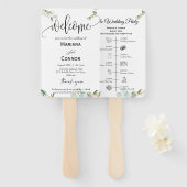 Greenery Script Timeline Program Invitation Handwaaier (Voorkant en achterkant)