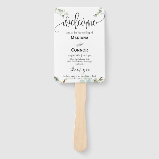 Greenery Script Timeline Program Invitation Handwaaier (Voorkant)