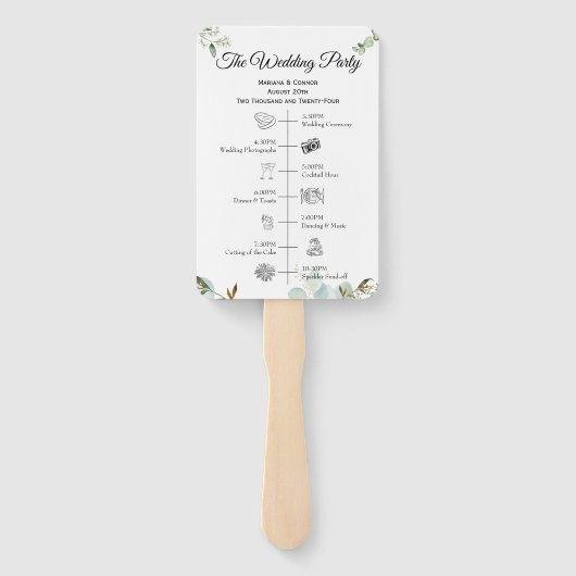 Greenery Script Timeline Program Invitation Handwaaier (Achterkant)