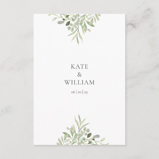 Greenery Script Wedding Accommodatie Details Informatiekaartje (Achterkant)