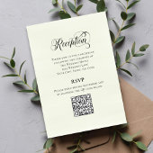 Greenery Script Wedding QR Code Reception Elegant  Informatiekaartje