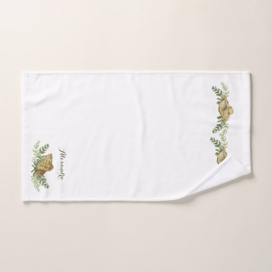 Greenery Seashell Nautical Cream Shells Bad Handdoek (Handdoek)