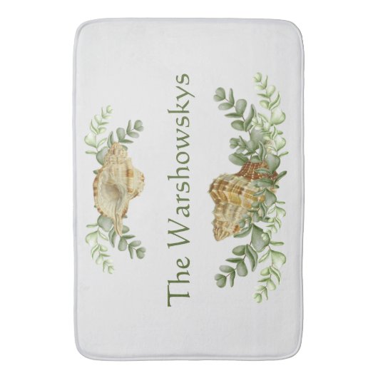 Greenery Seashell Nautical Cream Shells Coastal 3 Badmat (Voorkant Verticaal)