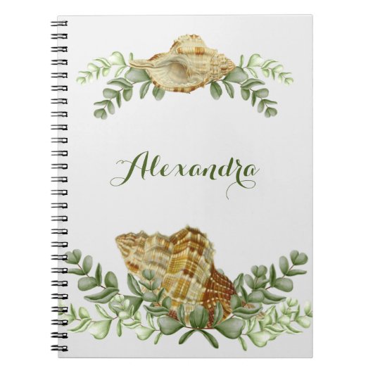 Greenery Seashell Nautical Cream Shells Notitieboek (Voorkant)