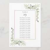 Greenery Seating Chart 2 Sided Table Number Kaart (Achterkant)