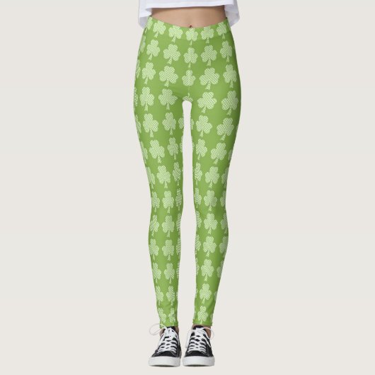 Greenery Shamrock Clover Polka stipt Patrick's Day Leggings (Voorkant)