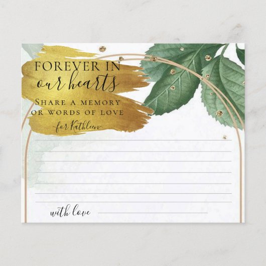 Greenery Share a Memory Funeral Kaart (Voorkant)