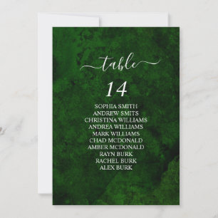Greenery & Silver Calligraphy Seating Chart Cards Kaart