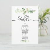 Greenery single bruiloft seating chart, modern fon kaart (Staand voorkant)