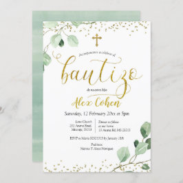 Greenery Spanish Boy Bautizo Invitacion Invitation Kaart