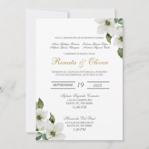 Greenery Spanish Wedding Invitation Kaart