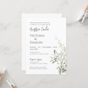 Greenery Spanish Wedding Invitation Kaart