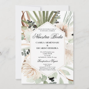Greenery Spanish Wedding Invitation Kaart