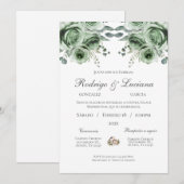 Greenery Spanish Wedding-uitnodiging Kaart (Voorkant / Achterkant)