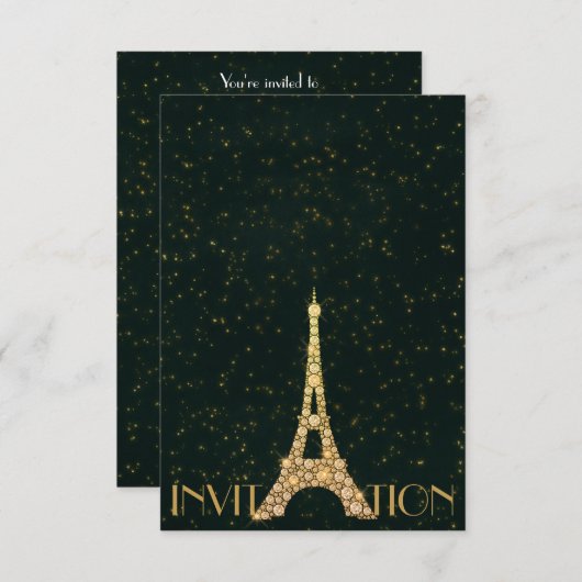 Greenery Starry Gold Eiffel Tower Paris Crystals Kaart (Voorkant / Achterkant)