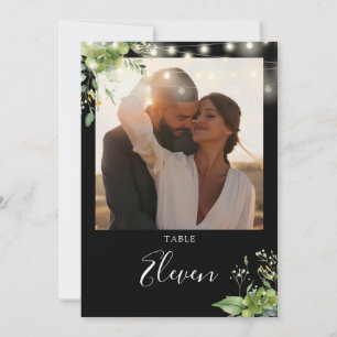 Greenery String Lights Fototafelnummer Bedankkaart